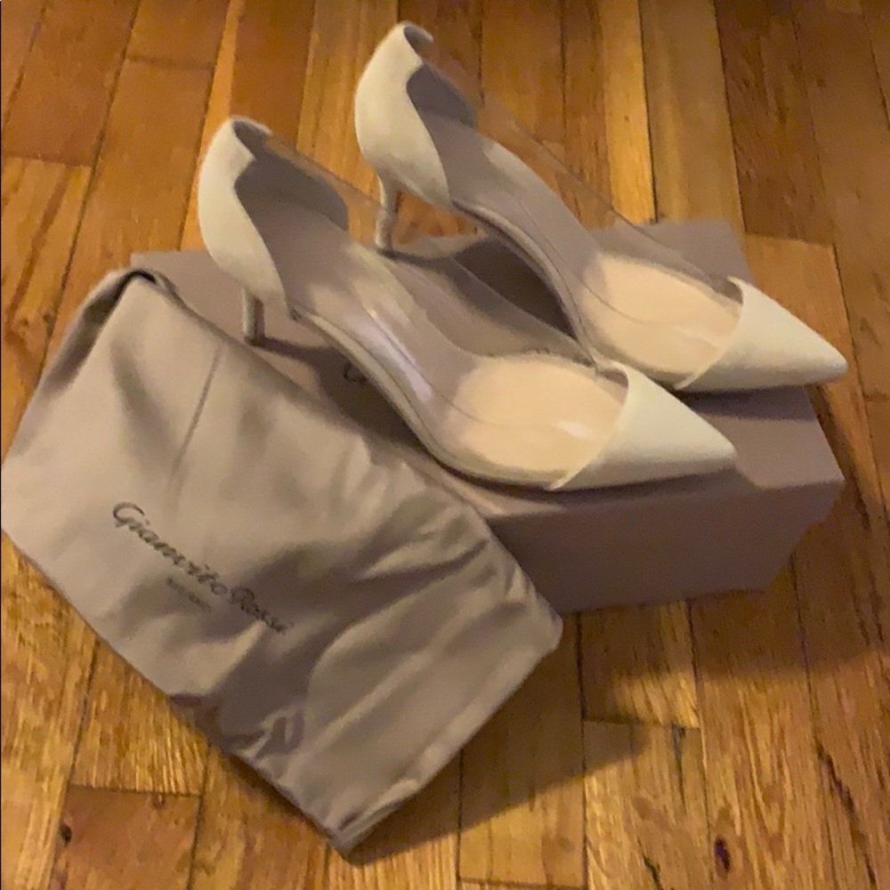 Gianvito Rossi Plexi 70 suede nude pumps 37.5